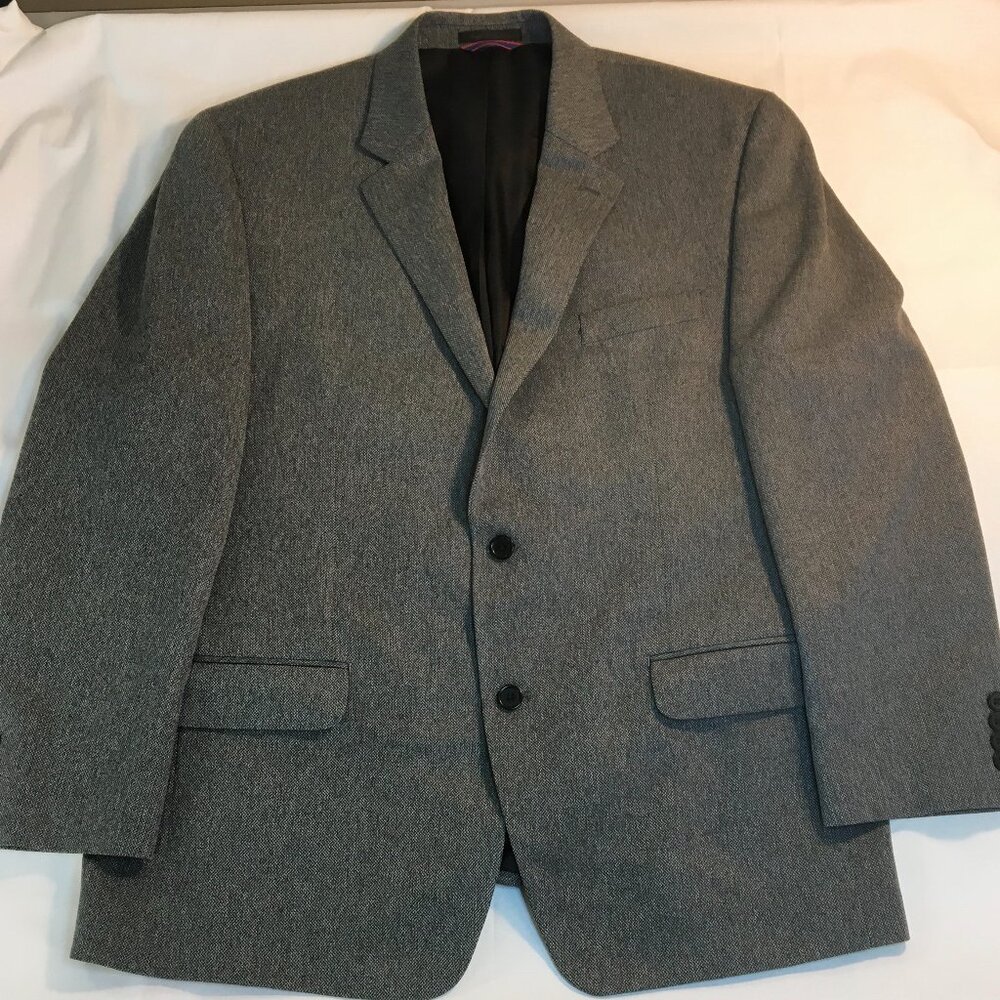 IZOD Men's Blazer 46 R (Med) Sport Coat Jacket Gray Notched Lapel Button - NICE!